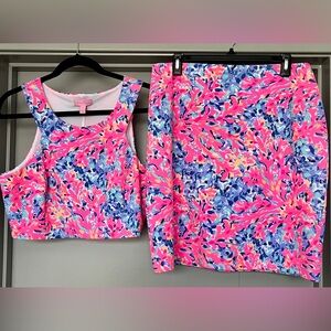 Lilly Pulitzer Pink and Blue Skirt Set